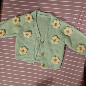 Amazon Kids Cardigan - Light Blue with Floral Accents